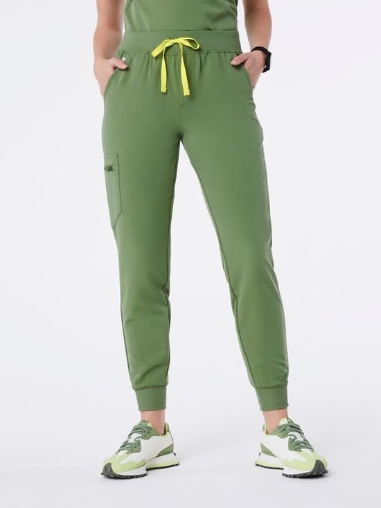 Figs Pants - FIGS Zamora High-Rise Jogger Scrub Pant in Fern